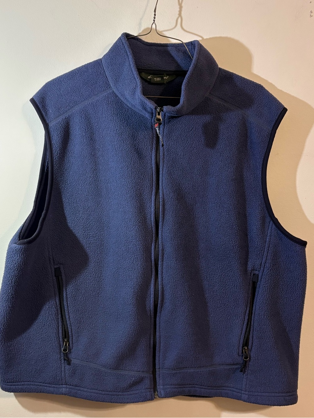 Eddie Bauer blue Polartec fleece vest Mens XXL side zip pockets